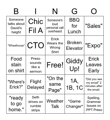 Winter Symposium Bingo Card