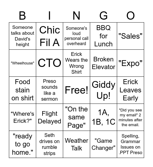 Winter Symposium Bingo Card