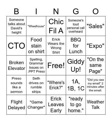 Winter Symposium Bingo Card