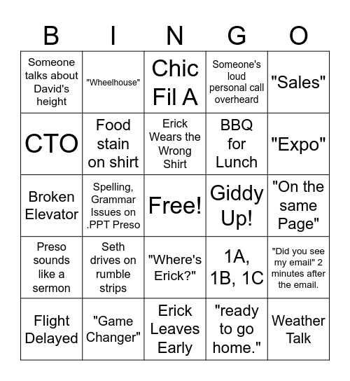 Winter Symposium Bingo Card