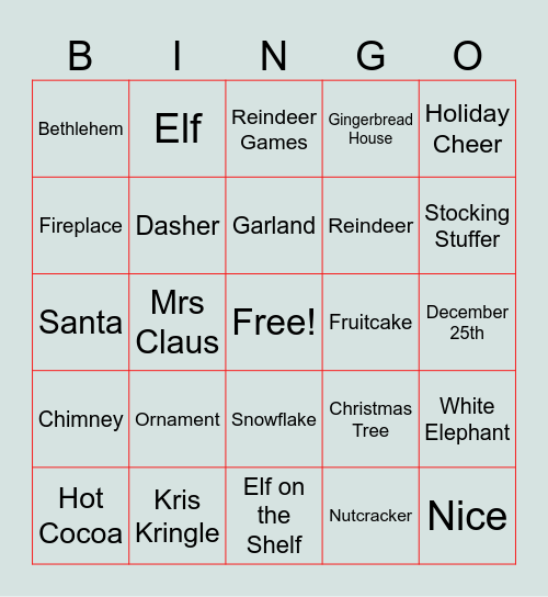 Christmas Bingo Card