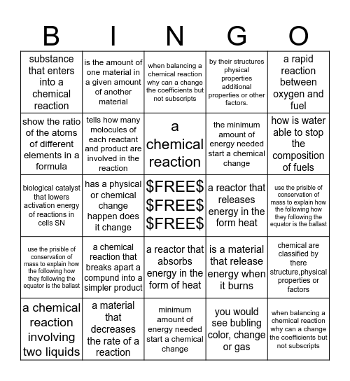 Science Bingo 5 2 Bingo Card