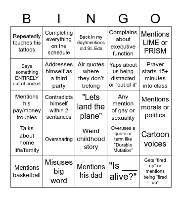 Modified Murban Bingo Card
