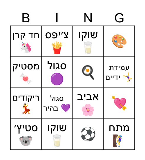 יומולדת שמח להדר יובל ואלומה! Bingo Card
