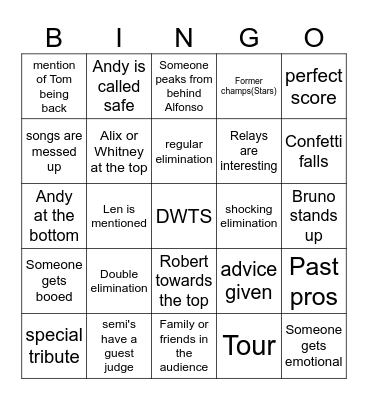 20th anniversary Bingo Card