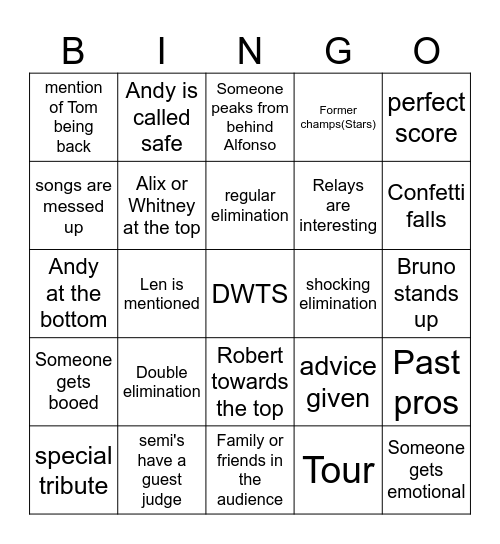 20th anniversary Bingo Card