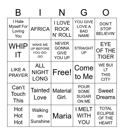 80's BINGO Card