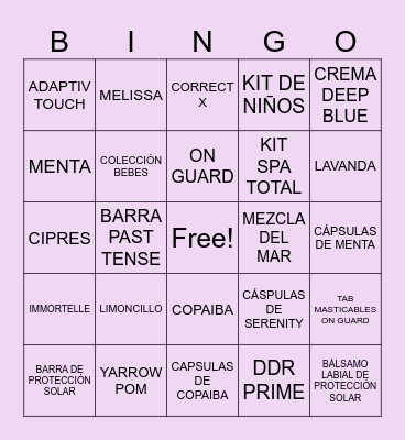 DOTERRA Bingo Card