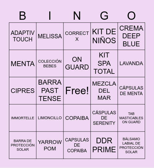 DOTERRA Bingo Card