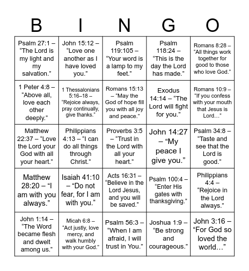 Scripture Bingo Card