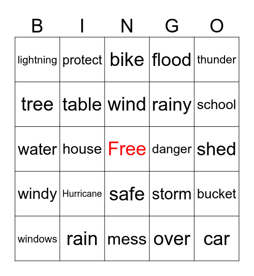 Hurricane Scrapbook  Bingo Card