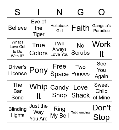 1976 - 2025 SINGO Bingo Card