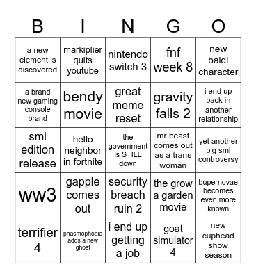 the 2026 bingo Card