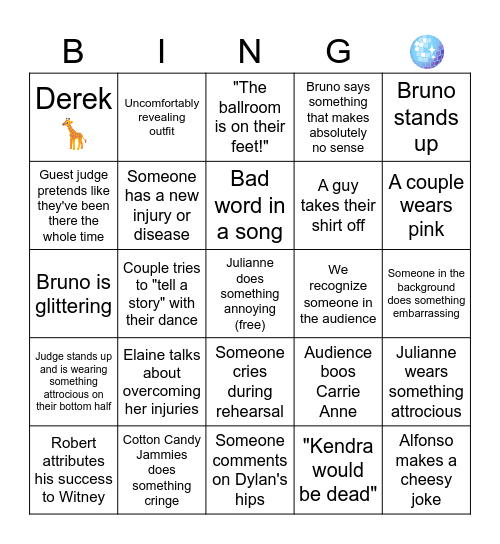 ✨Dancing With the Stars✨ Bingo Card