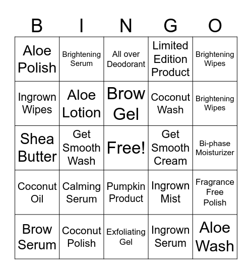 Retail Bingo Card