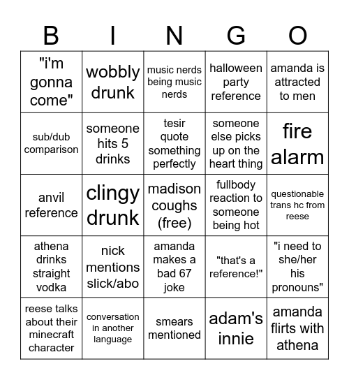 curry on rice party bingo Card