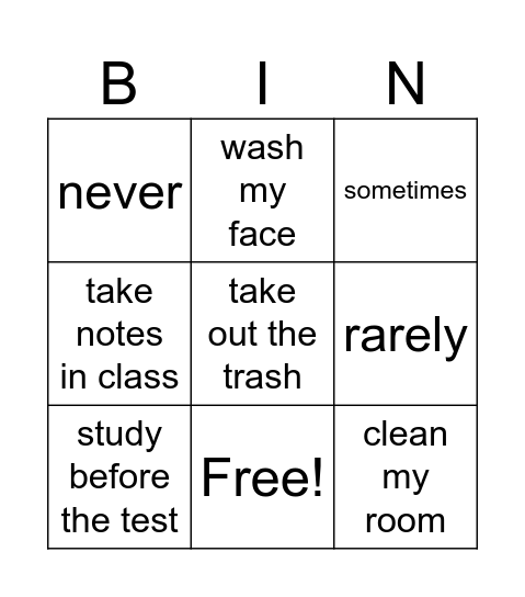 Untitled Bingo Card