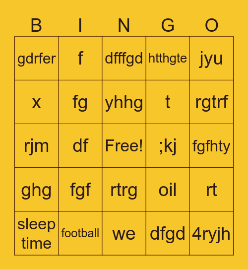 Thanksgiving Bingo Card