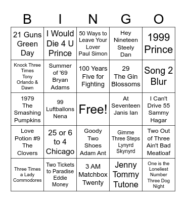 THE NUMBERS GAME Bingo Card