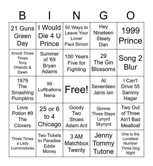 THE NUMBERS GAME Bingo Card