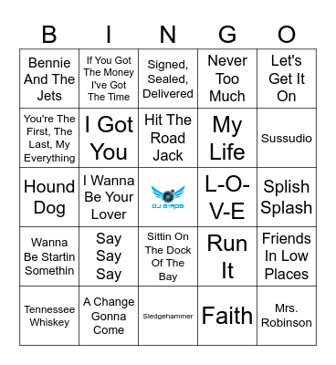 Top Male Singers Of All Time Bingo Card