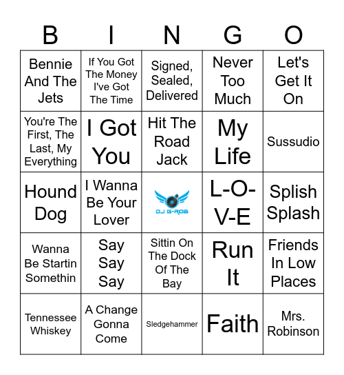 Top Male Singers Of All Time Bingo Card
