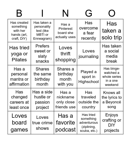 Find the Guest Bingo Card