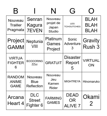 State Of Play Japon Bingo Card