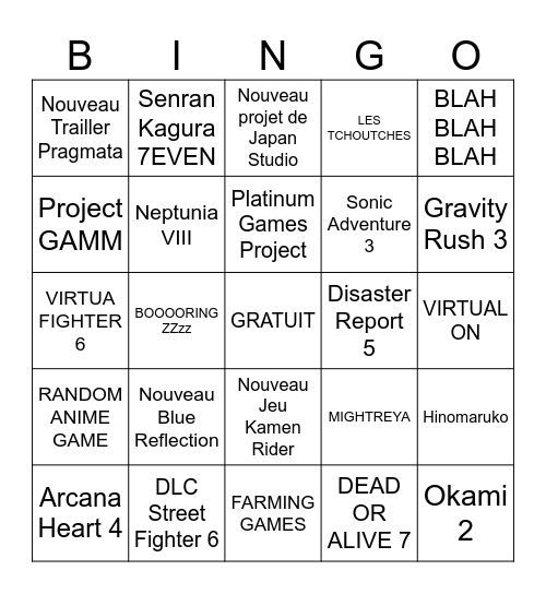 State Of Play Japon Bingo Card
