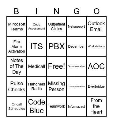 Switchboard Bingo Card