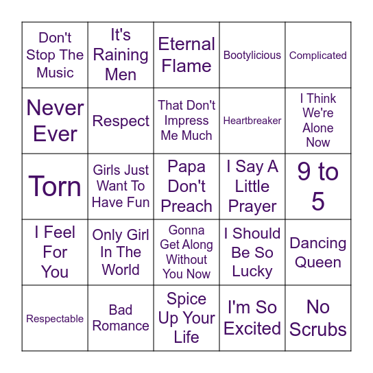 Ladies Night Bingo Card