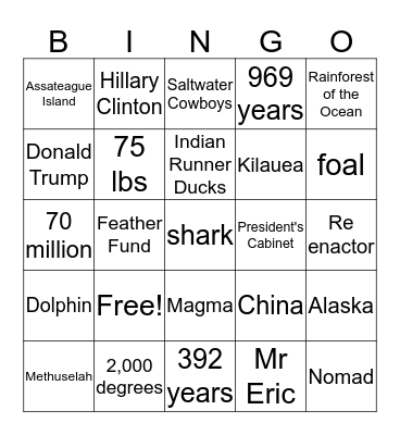 Current Events Bingo Card