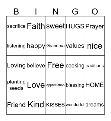 Celebrating Our Mamas Bingo Card