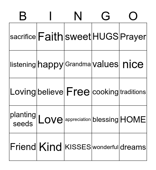 Celebrating Our Mamas Bingo Card