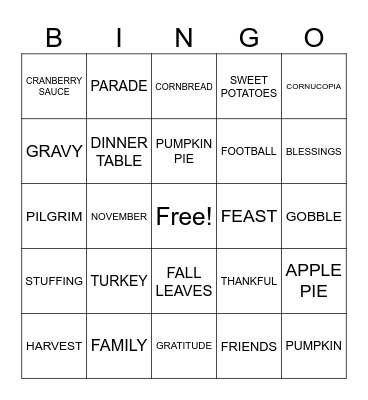 November Bingo Card
