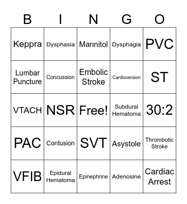 Exam 6 Bingo Card