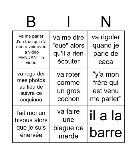 bibi bingo Card