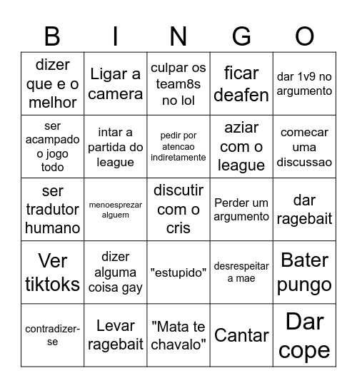 Bingo do Caixinha Bingo Card