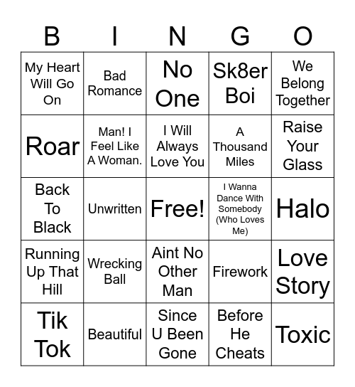Female Icons Bingo Card