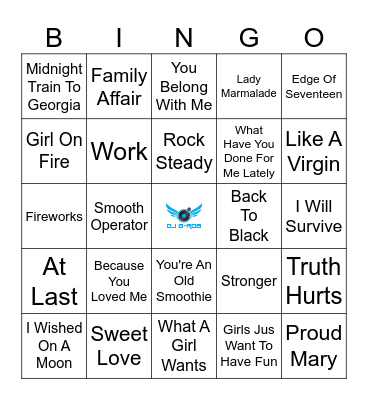 Top Female Singers Of All Time Bingo Card