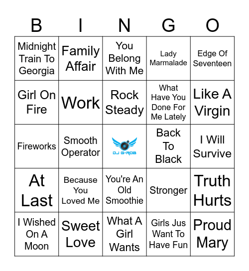 Top Female Singers Of All Time Bingo Card