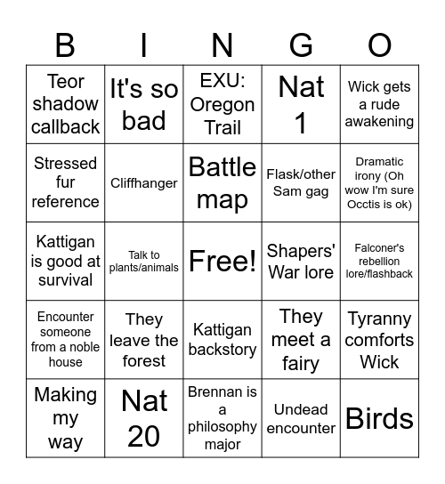 CR4 E6 - Soldiers Bingo Card