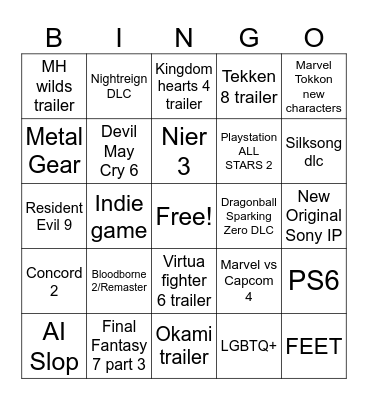 State of play Bingo Card