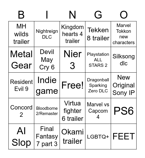 State of play Bingo Card