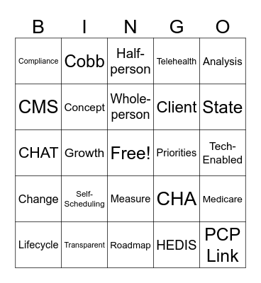 Product Lingo Bingo Card