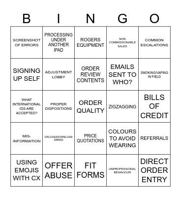 COMPLIANCE BINGO Card