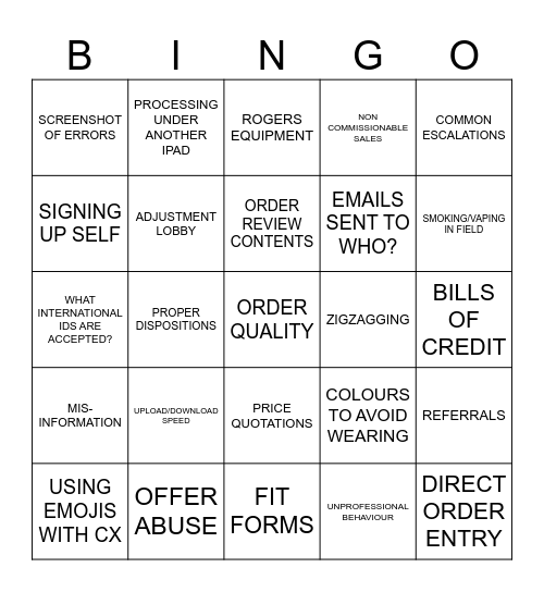 COMPLIANCE BINGO Card