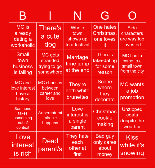 Hallmark Christmas Bingo Card