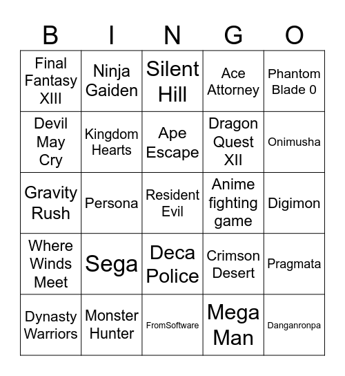 State Of Play Bingo Card