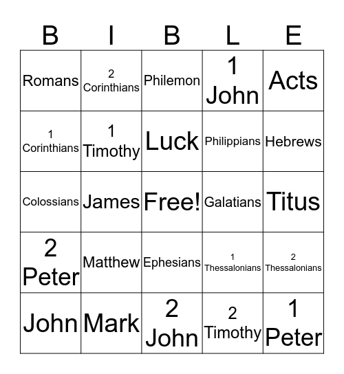 Books of the Bible  Bingo Card
